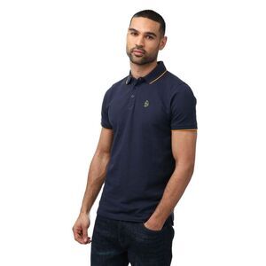 Luke 1977 Mens Ricky Gold Detail Tipped Polo Shirt / Navy